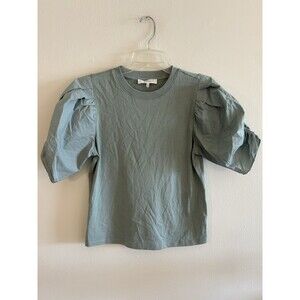 Frame Denim Sage Green Puff Sleeve Tee